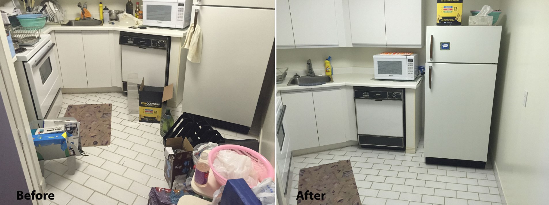 Kitchen minimalist declutter before and after