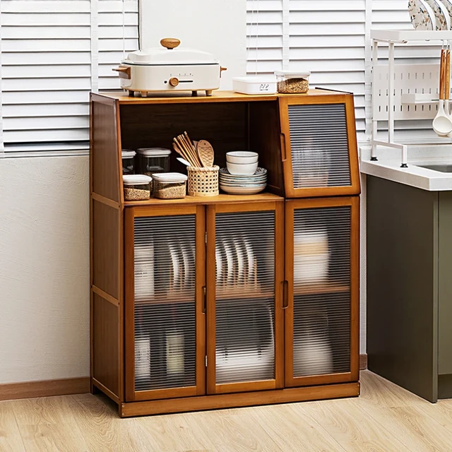 kitchen with open shelves and cabinets