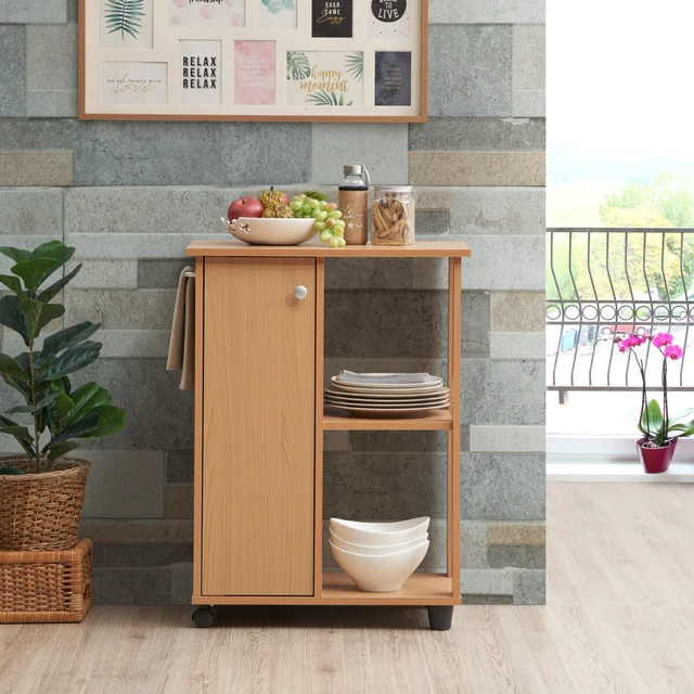 kitchen with open shelves and cabinets