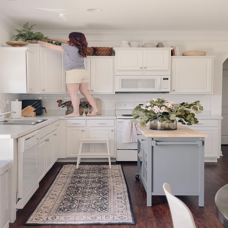 how to decorate top of kitchen cabinets pinterest